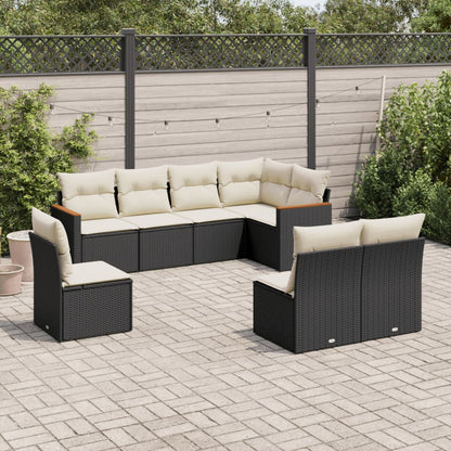 Set Divani da Giardino con Cuscini 8 pz Nero in Polyrattan - homemem39