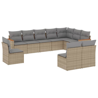 Set Divano da Giardino 10 pz con Cuscini Beige Misto Polyrattan - homemem39