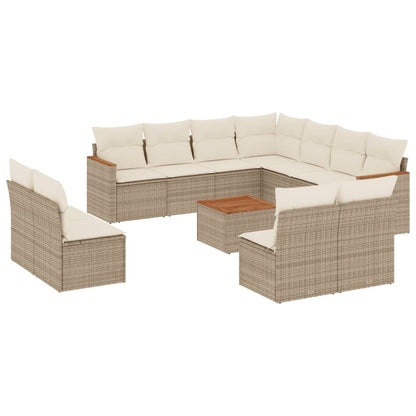 Set Divani da Giardino 12 pz con Cuscini Beige in Polyrattan - homemem39