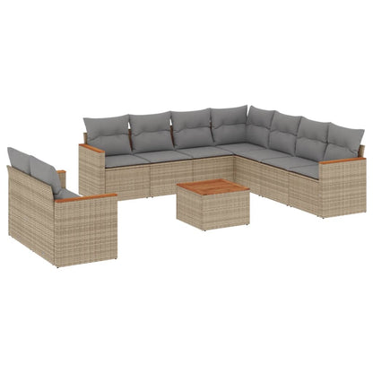 Set Divano da Giardino 10 pz con Cuscini Beige Misto Polyrattan - homemem39