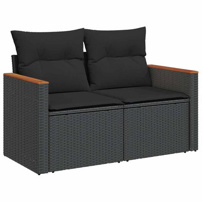 Set Divani da Giardino 11 pz con Cuscini in Polyrattan Nero | homemem39