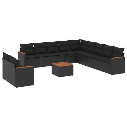 Set Divani da Giardino 12 pz con Cuscini Nero in Polyrattan | homemem39