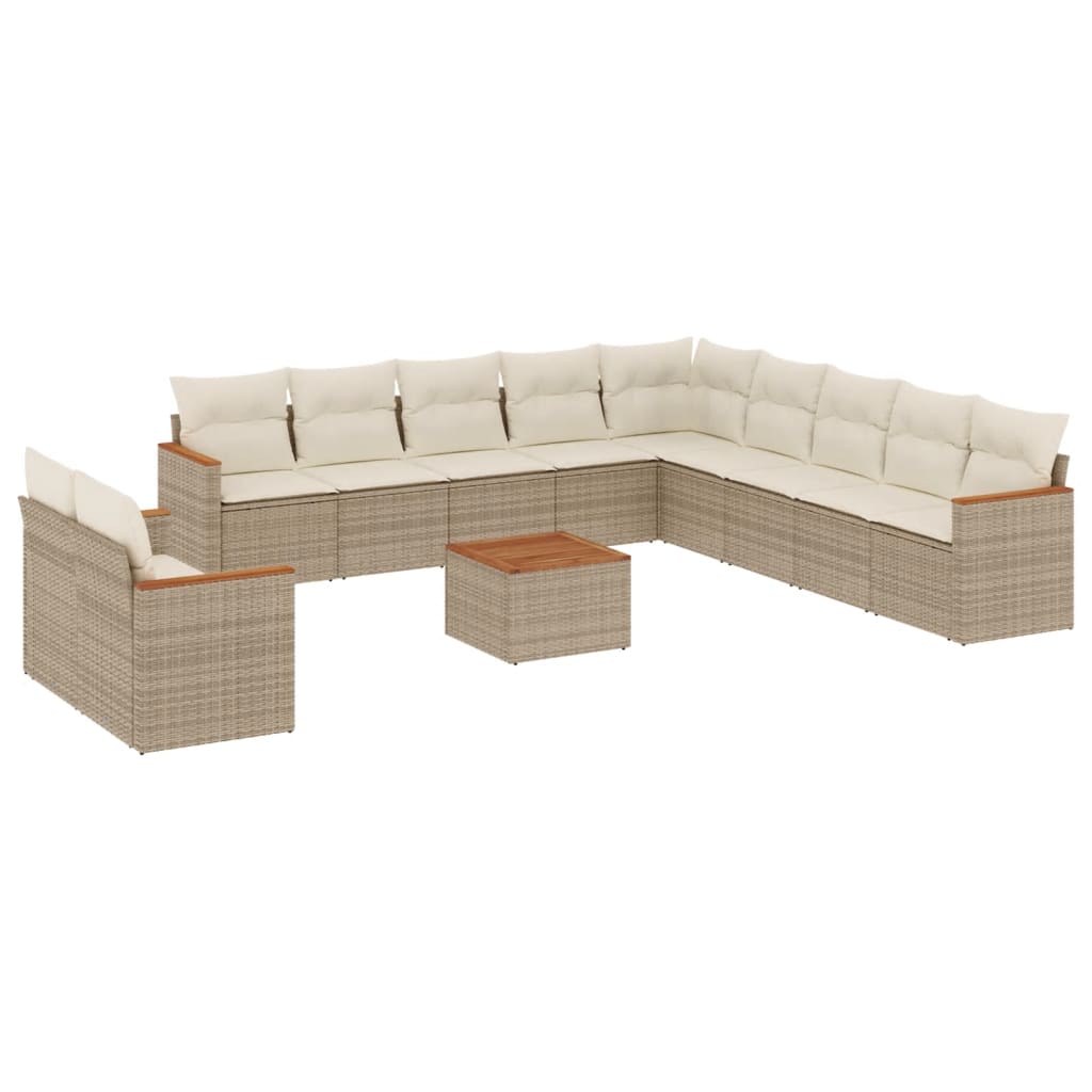Set Divani da Giardino 12 pz con Cuscini Beige in Polyrattan - homemem39