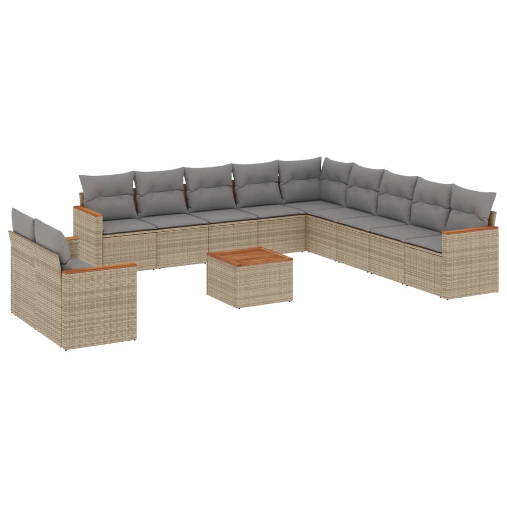 Set Divano da Giardino 12 pz con Cuscini Beige Misto Polyrattan - homemem39