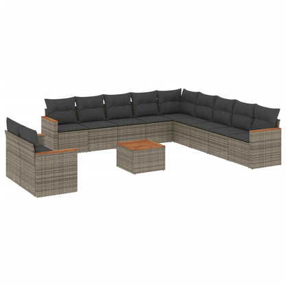 Set Divani da Giardino 12 pz con Cuscini Grigio in Polyrattan - homemem39