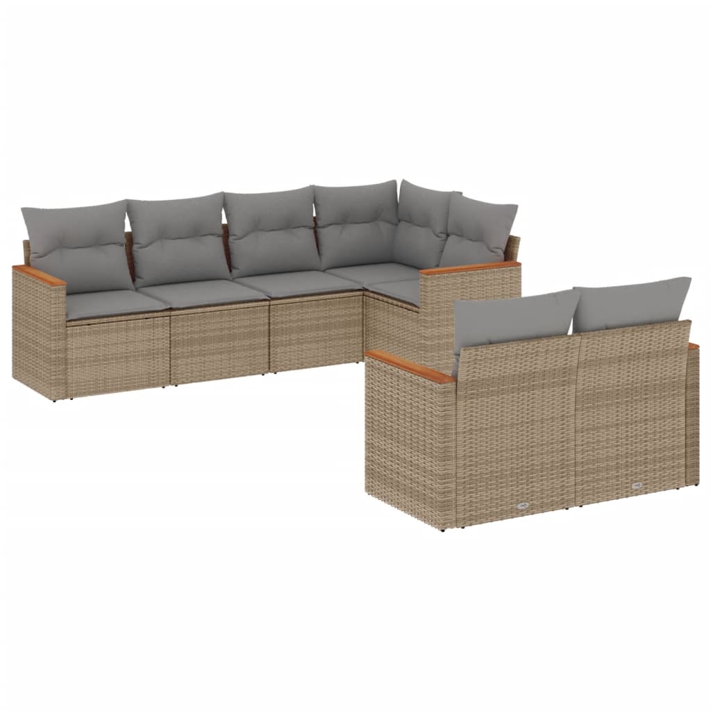 Set Divano da Giardino 7 pz con Cuscini Beige Misto Polyrattan - homemem39