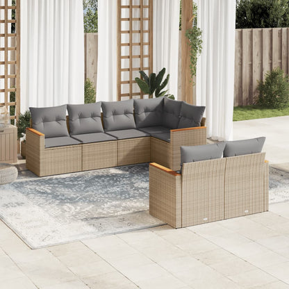 Set Divano da Giardino 7 pz con Cuscini Beige Misto Polyrattan - homemem39