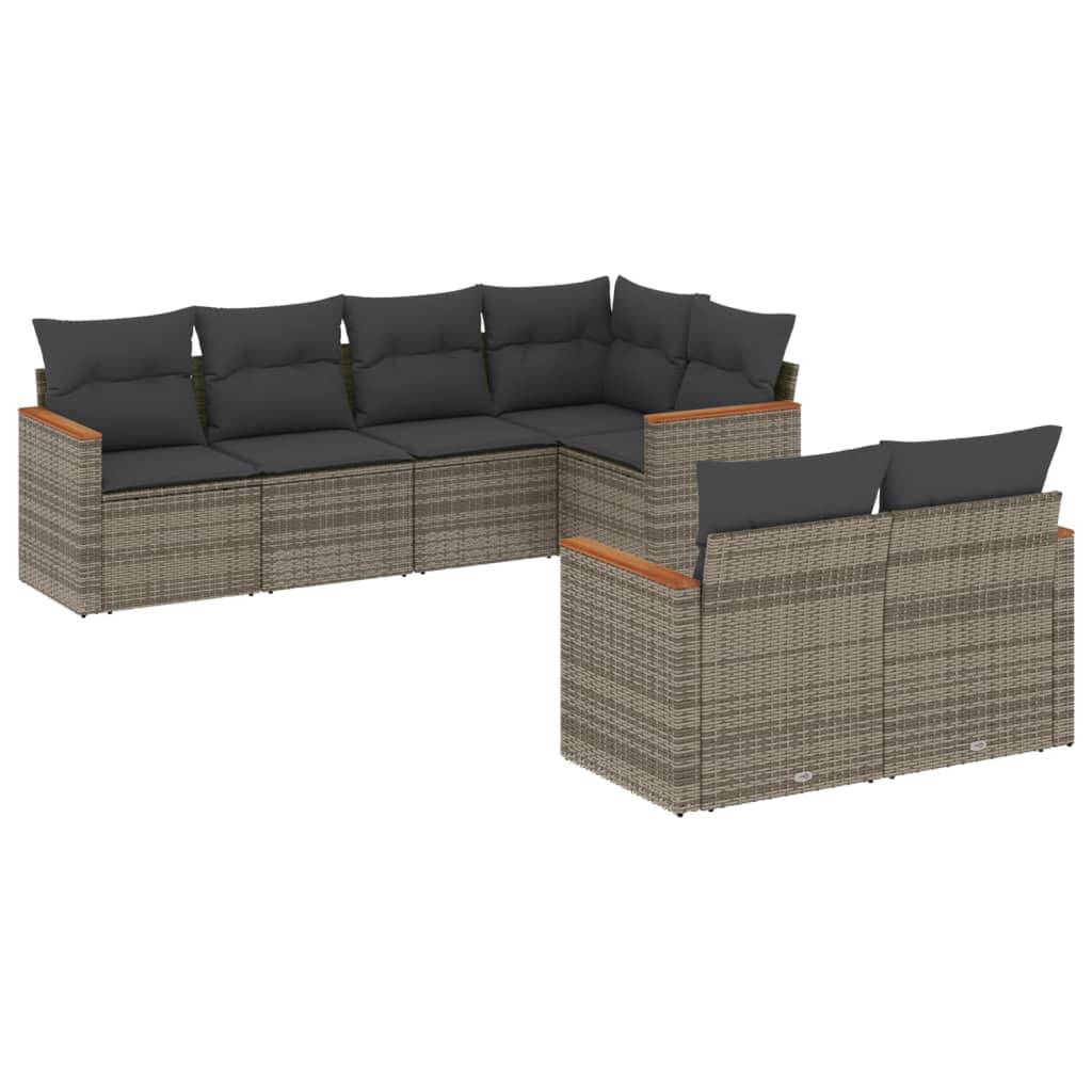 Set Divani da Giardino 7 pz con Cuscini Grigio in Polyrattan - homemem39