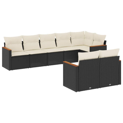 Set Divani da Giardino con Cuscini 8 pz Nero in Polyrattan - homemem39