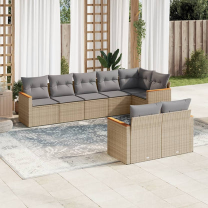Set Divano da Giardino 8 pz con Cuscini Beige Misto Polyrattan - homemem39