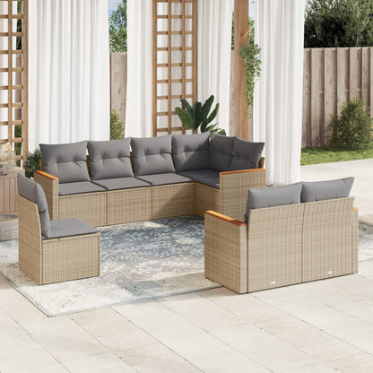 Set Divano da Giardino 8 pz con Cuscini Beige Misto Polyrattan - homemem39