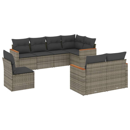 Set Divano da Giardino 8 pz con Cuscini Grigio in Polyrattan - homemem39