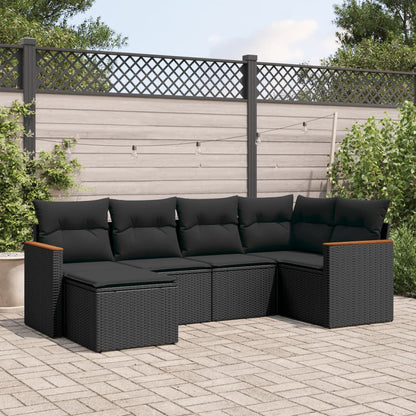 Set Divano da Giardino 6 pz con Cuscini Nero in Polyrattan - homemem39