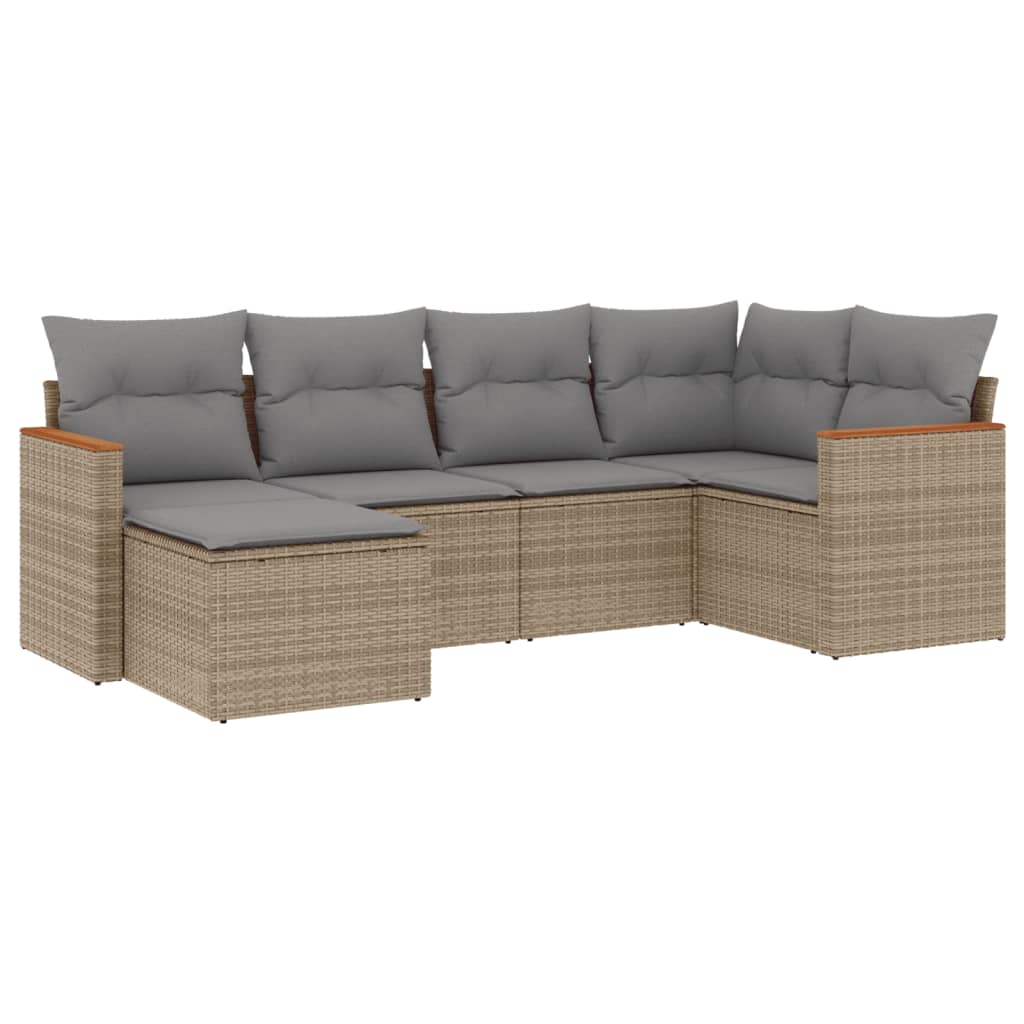 Set Divano da Giardino 6 pz con Cuscini Beige Misto Polyrattan - homemem39