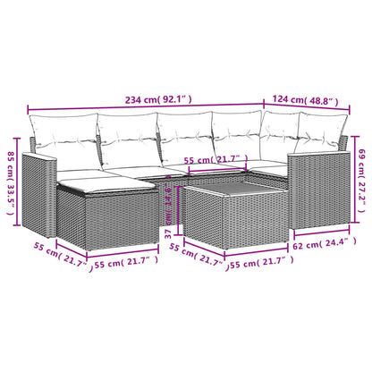 Set Divani da Giardino con Cuscini 7pz Nero Polyrattan | homemem39
