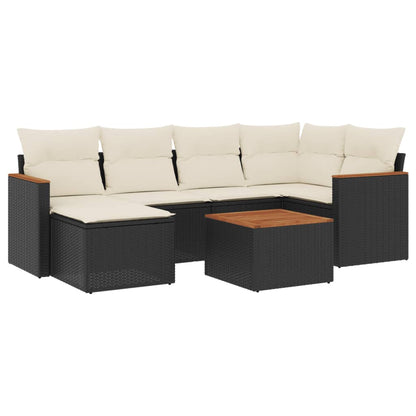 Set Divani da Giardino con Cuscini 7pz Nero Polyrattan - homemem39