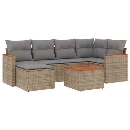 Set Divano da Giardino 7 pz con Cuscini Beige Misto Polyrattan - homemem39