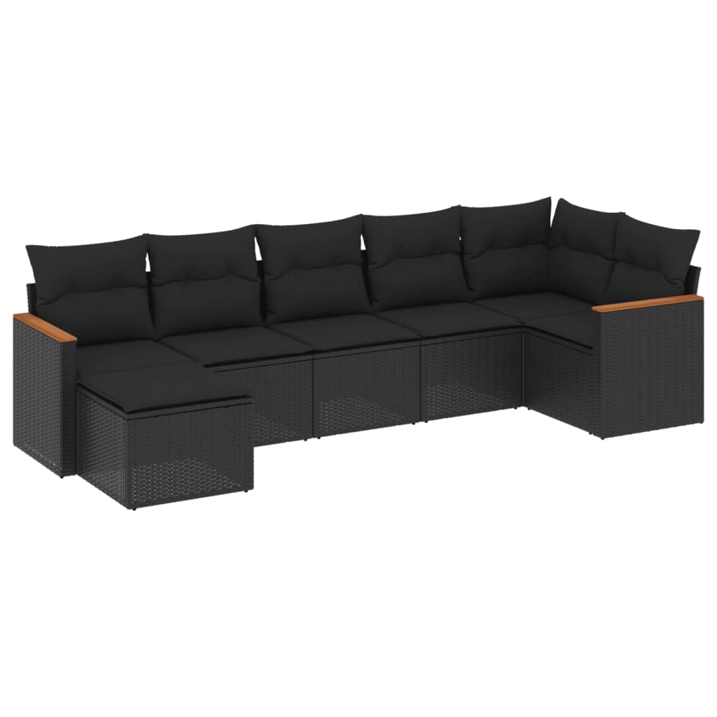 Set Divani da Giardino con Cuscini 7pz Nero Polyrattan - homemem39