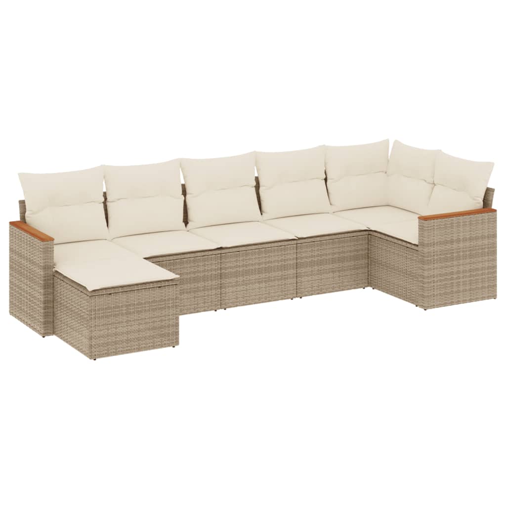 Set Divani da Giardino 7 pz con Cuscini Beige in Polyrattan - homemem39