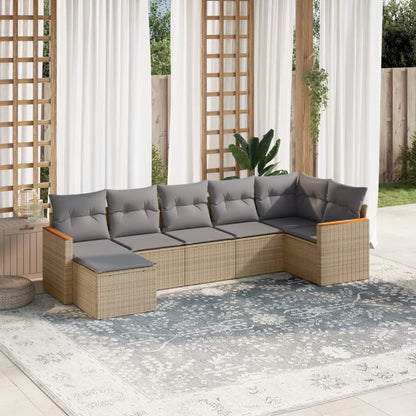 Set Divano da Giardino 7 pz con Cuscini Beige Misto Polyrattan - homemem39