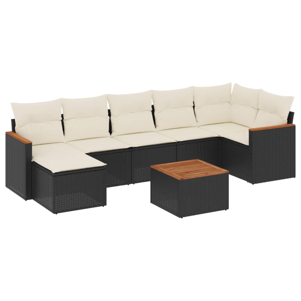 Set Divani da Giardino con Cuscini 8 pz Nero in Polyrattan - homemem39