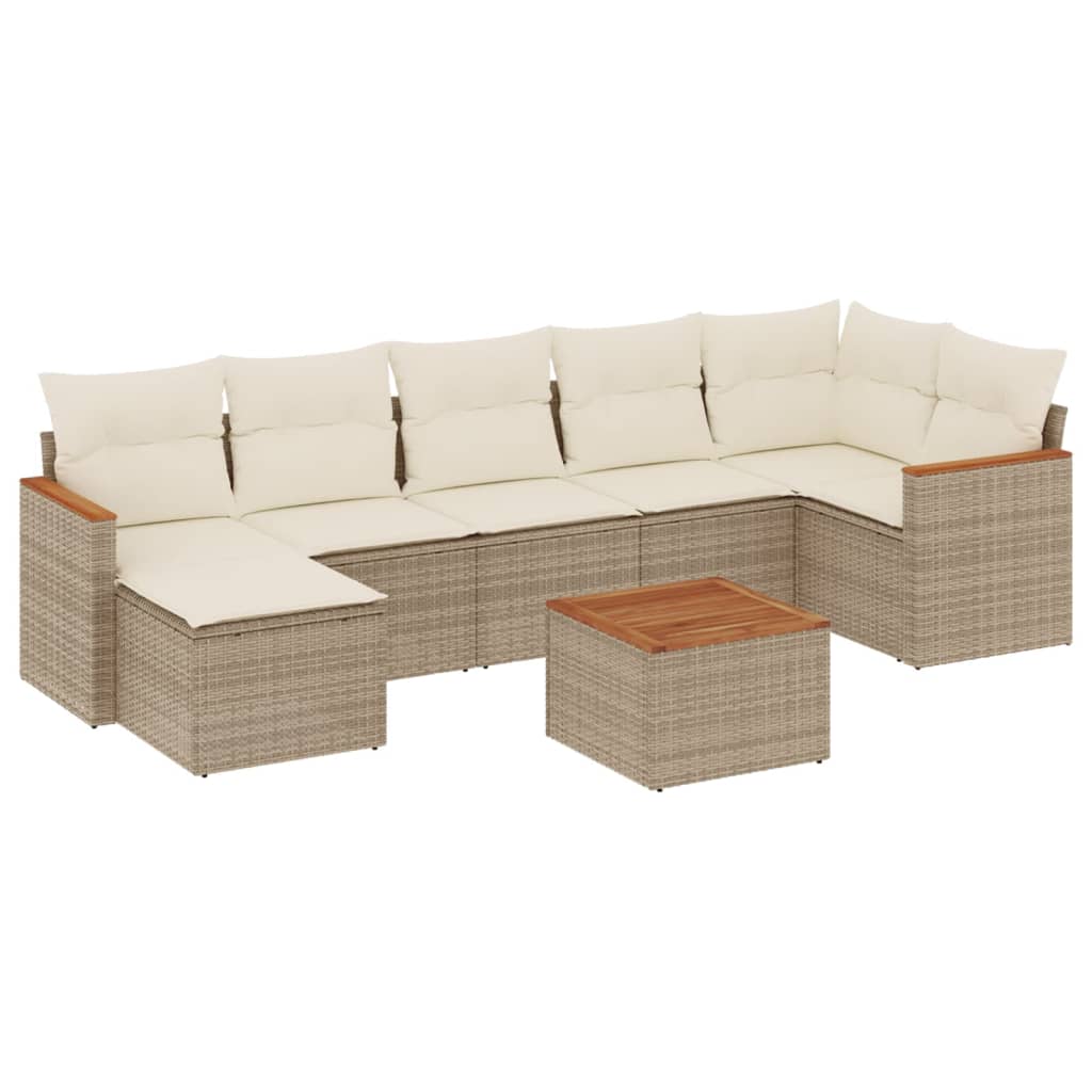 Set Divano da Giardino 8 pz con Cuscini Beige in Polyrattan - homemem39