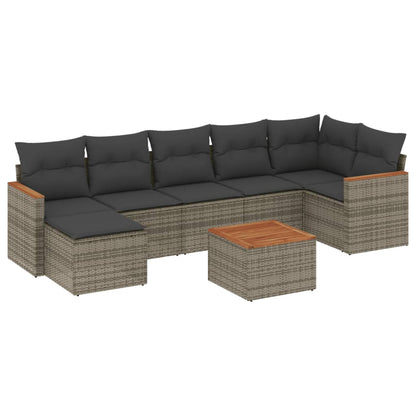 Set Divano da Giardino 8 pz con Cuscini Grigio in Polyrattan - homemem39