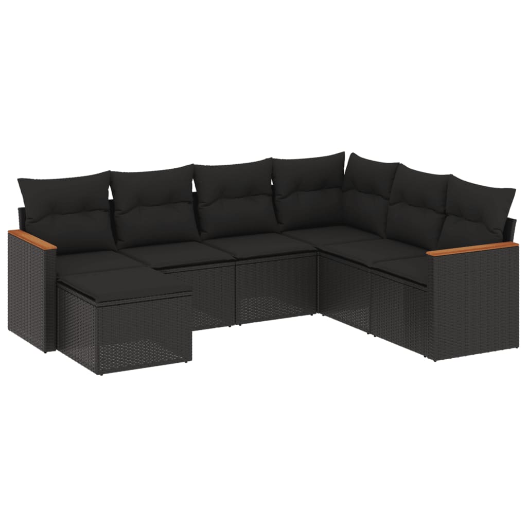 Set Divani da Giardino con Cuscini 7pz Nero Polyrattan - homemem39