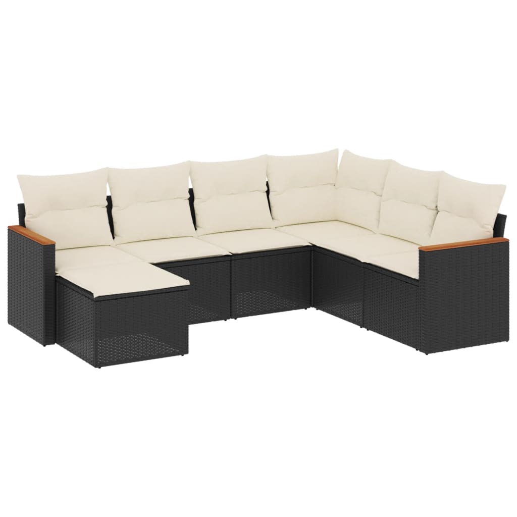 Set Divani da Giardino con Cuscini 7pz Nero Polyrattan - homemem39