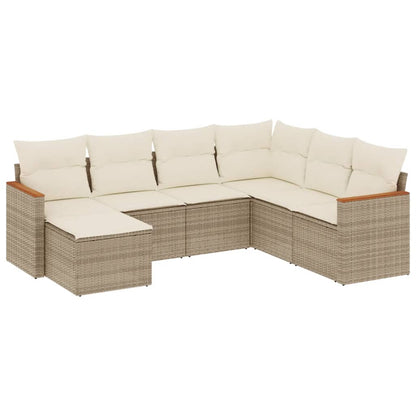 Set Divani da Giardino 7 pz con Cuscini Beige in Polyrattan - homemem39