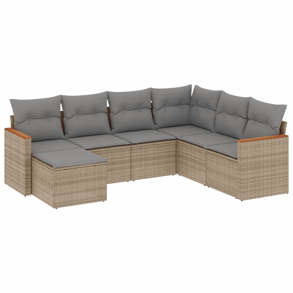 Set Divano da Giardino 7 pz con Cuscini Beige Misto Polyrattan - homemem39