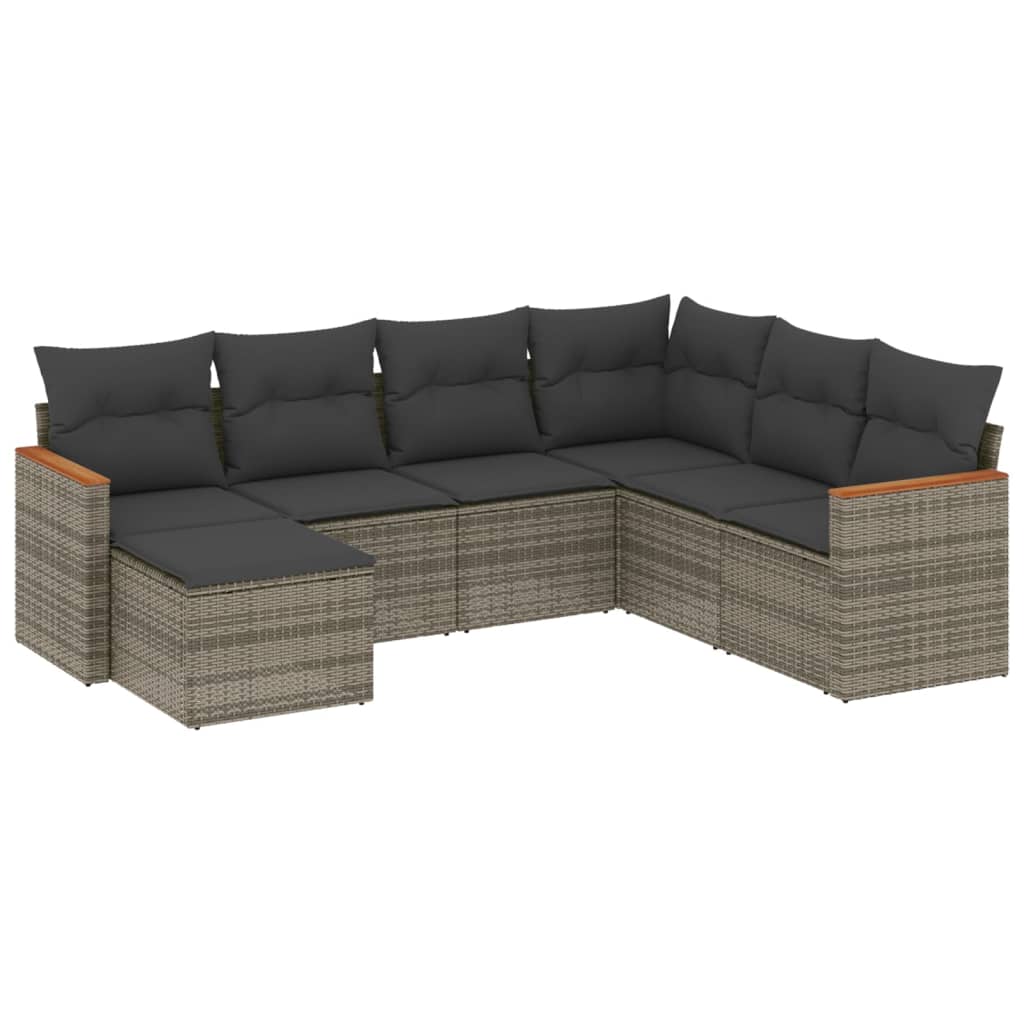 Set Divani da Giardino 7 pz con Cuscini Grigio in Polyrattan - homemem39