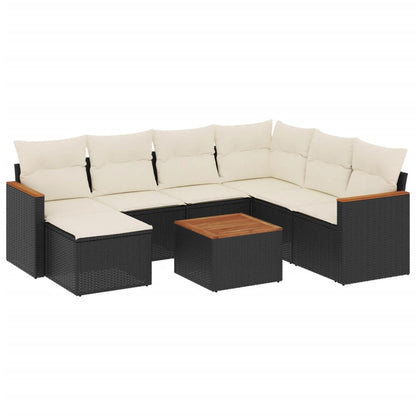 Set Divani da Giardino con Cuscini 8 pz Nero in Polyrattan - homemem39