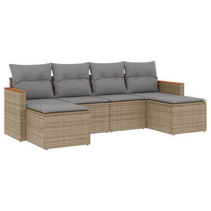 Set Divano da Giardino 6 pz con Cuscini Beige Misto Polyrattan - homemem39