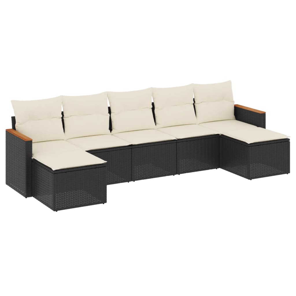 Set Divani da Giardino con Cuscini 7pz Nero Polyrattan - homemem39