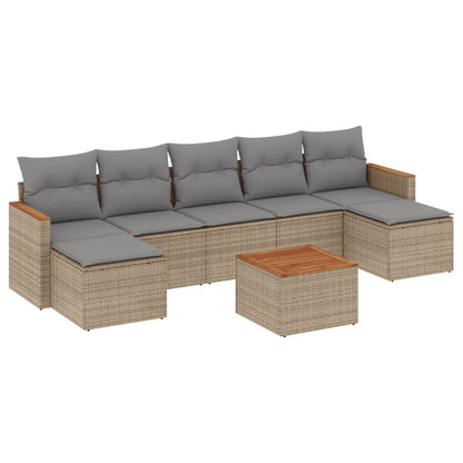 Set Divano da Giardino 8 pz con Cuscini Beige Misto Polyrattan - homemem39