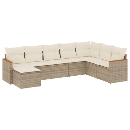Set Divano da Giardino 8 pz con Cuscini Beige in Polyrattan - homemem39