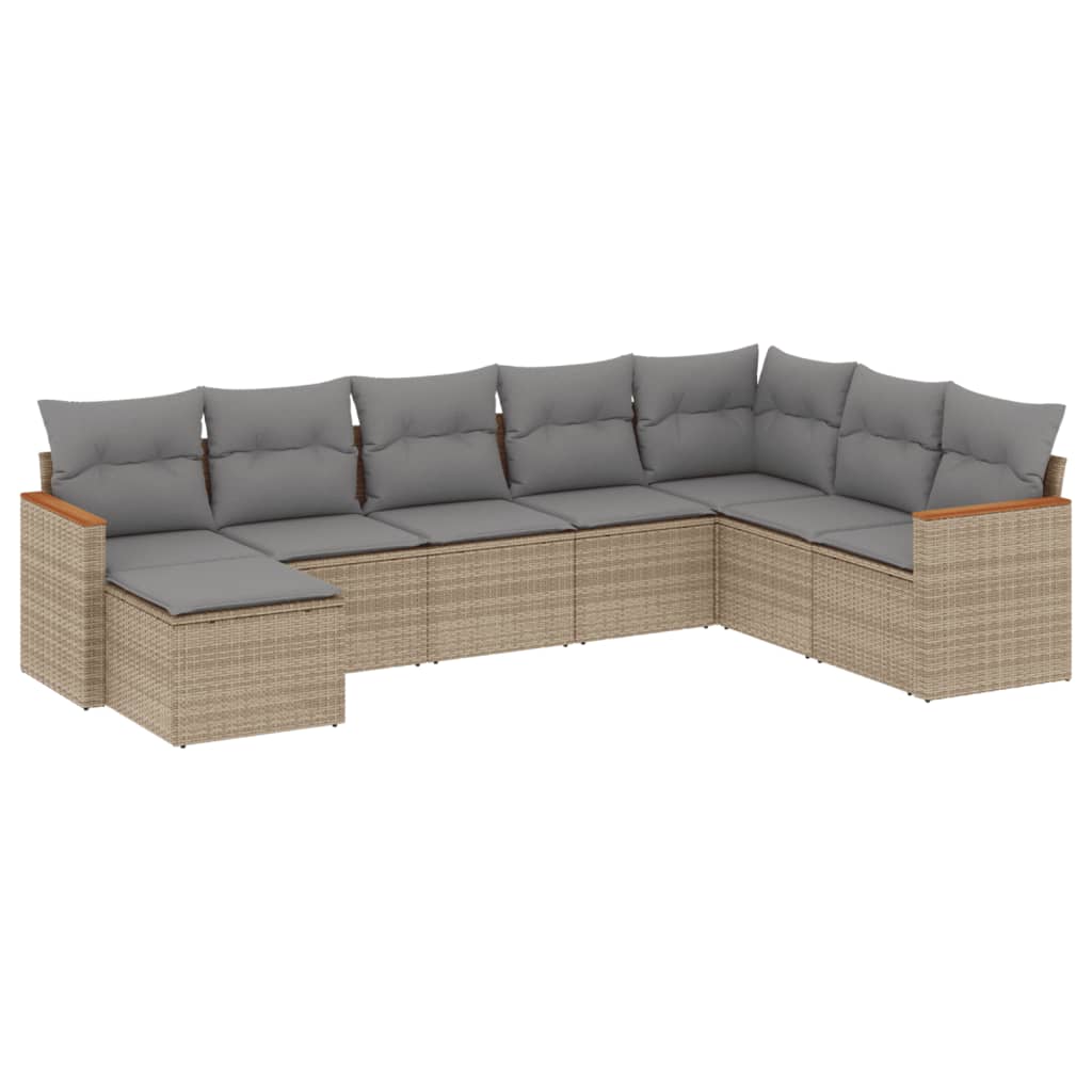 Set Divano da Giardino 8 pz con Cuscini Beige Misto Polyrattan - homemem39
