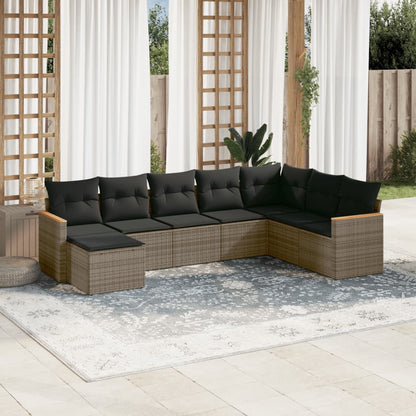 Set Divano da Giardino 8 pz con Cuscini Grigio in Polyrattan - homemem39