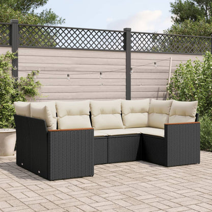 Set Divano da Giardino 6 pz con Cuscini Nero in Polyrattan - homemem39