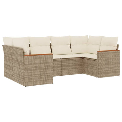 Set Divano da Giardino 6 pz con Cuscini Beige in Polyrattan - homemem39