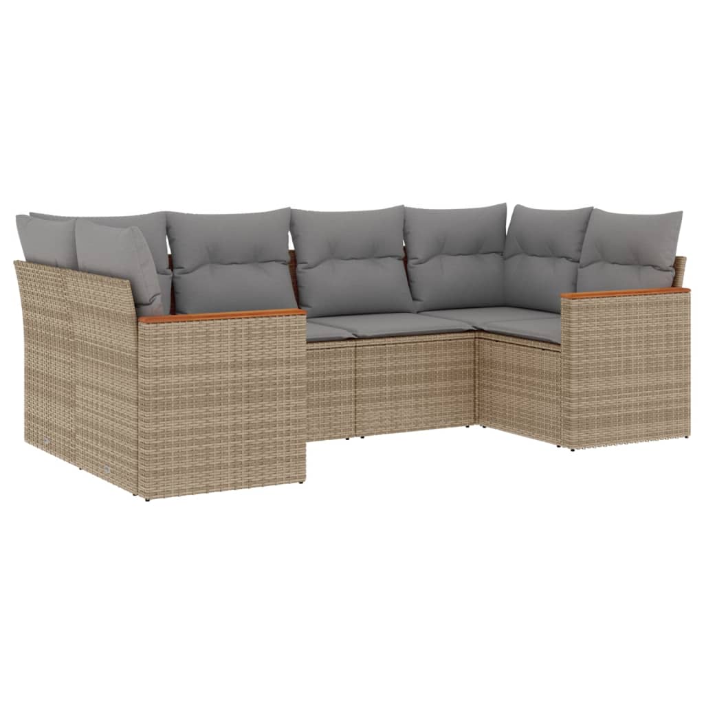 Set Divano da Giardino 6 pz con Cuscini Beige Misto Polyrattan | homemem39
