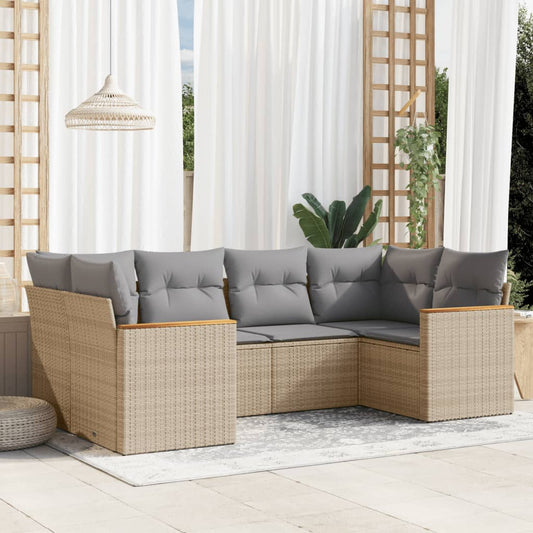 Set Divano da Giardino 6 pz con Cuscini Beige Misto Polyrattan | homemem39