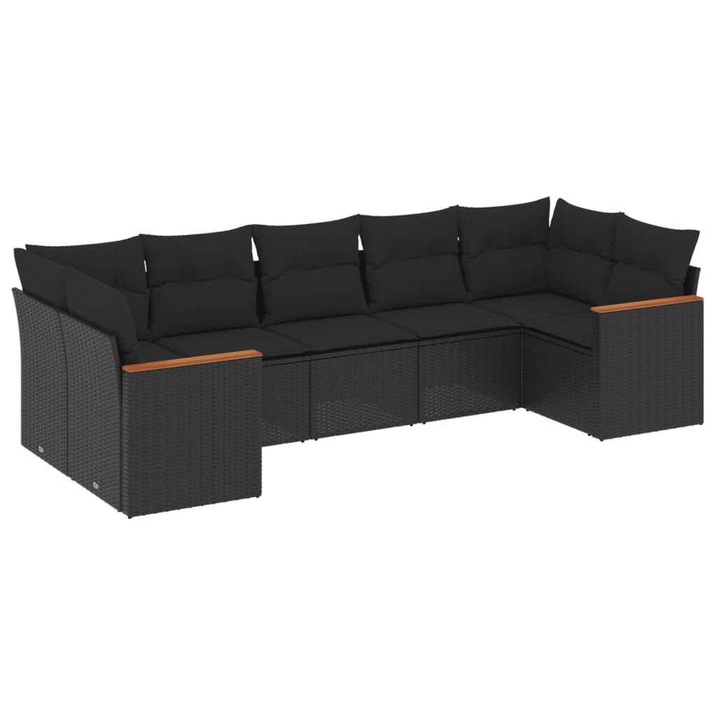 Set Divani da Giardino con Cuscini 7pz Nero Polyrattan - homemem39