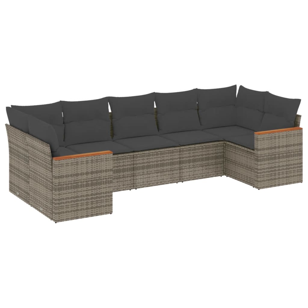 Set Divani da Giardino 7 pz con Cuscini Grigio in Polyrattan - homemem39
