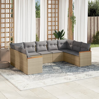 Set Divano da Giardino 9 pz con Cuscini Beige Misto Polyrattan - homemem39
