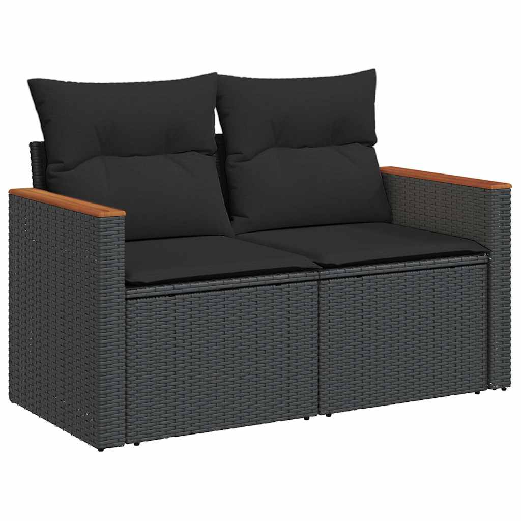 Set Divani da Giardino 10pz con Cuscini in Polyrattan Nero | homemem39