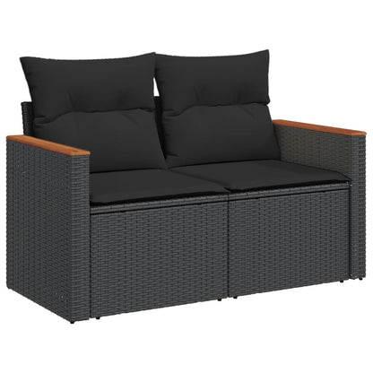 Set Divani da Giardino 10pz con Cuscini in Polyrattan Nero - homemem39