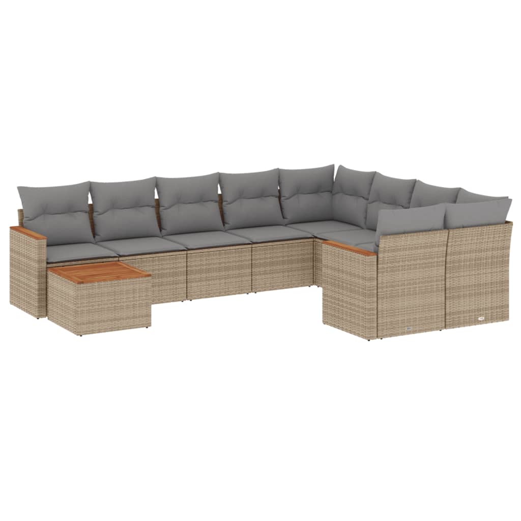 Set Divano da Giardino 10 pz con Cuscini Beige Misto Polyrattan - homemem39