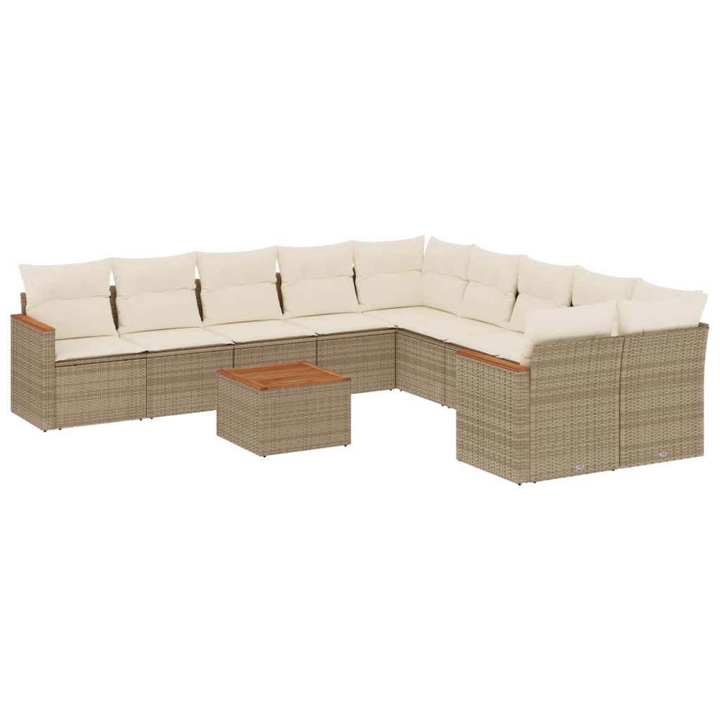 Set Divani da Giardino 11 pz con Cuscini Beige in Polyrattan - homemem39